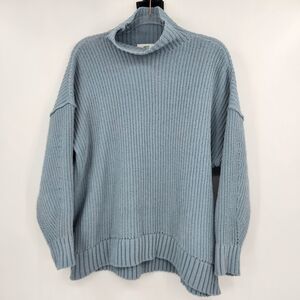 Aerie Oversized Mockneck Chunky Knit Sweater Womens Size Small Light Blue